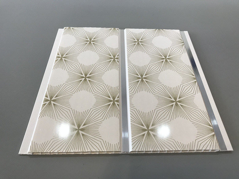 Yellow Green Durable PVC Wall Panels With Fireworks Design Interlock