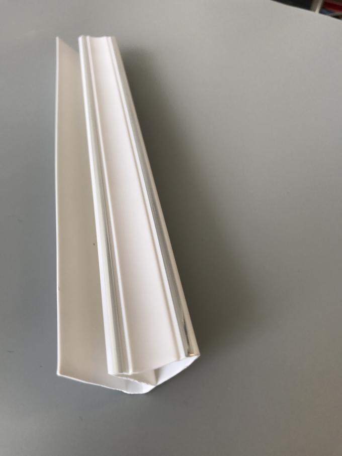 Customized Length Pvc Angle Profile , White Plastic Angle Trim With Two Silver Lines