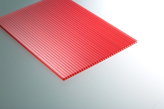 Red Color Two Wall 4mm Polycarbonate Greenhouse Panels OEM / ODM Acceptable