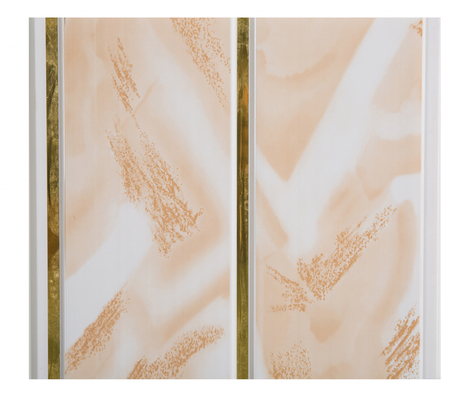 Marble design PVC panel for ceiling and wall interior decorative material Wide Golden Lines Waterproof Wall Panels For Bathroom Cladding 250mm
