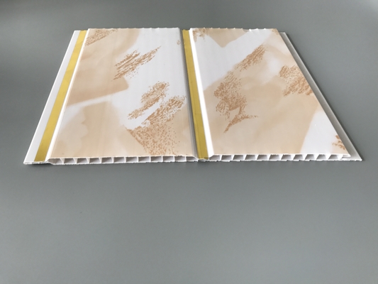 Marble design PVC panel for ceiling and wall interior decorative material Wide Golden Lines Waterproof Wall Panels For Bathroom Cladding 250mm
