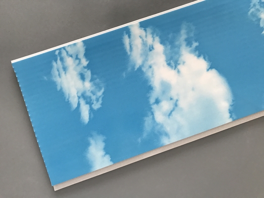 Hot Stamping 250 × 7mm Ceiling PVC Panels With Blue Sky And White Clouds popular design pvc ceiling panels