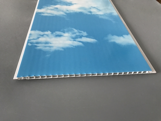 Hot Stamping 250 × 7mm Ceiling PVC Panels With Blue Sky And White Clouds popular design pvc ceiling panels