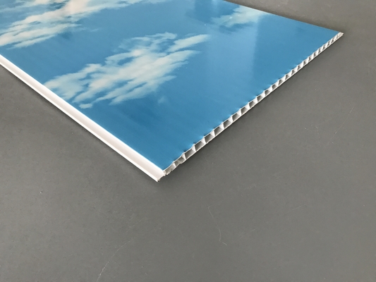 Hot Stamping 250 × 7mm Ceiling PVC Panels With Blue Sky And White Clouds popular design pvc ceiling panels