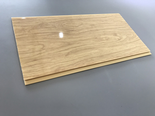 7.5mm Thickness Corrosion Resistant PVC Wood Panels for Ceiling / Wall Cladding yellow pvc ceiling panel