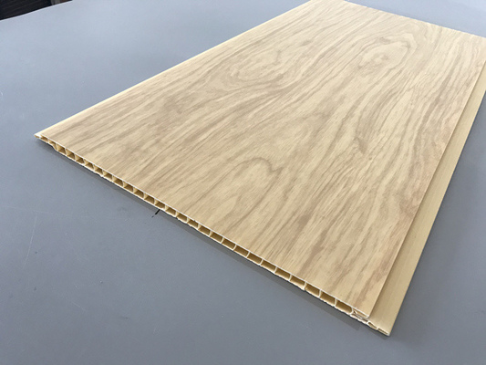 7.5mm Thickness Corrosion Resistant PVC Wood Panels for Ceiling / Wall Cladding yellow pvc ceiling panel