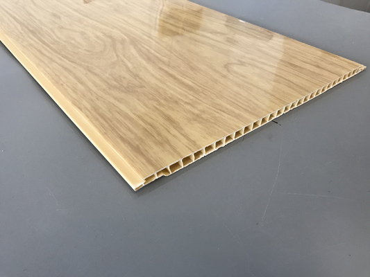 7.5mm Thickness Corrosion Resistant PVC Wood Panels for Ceiling / Wall Cladding yellow pvc ceiling panel