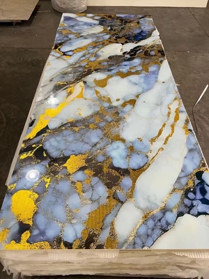 High glossy waterproof UV coated marble wall panel UV marble sheet for interior wall