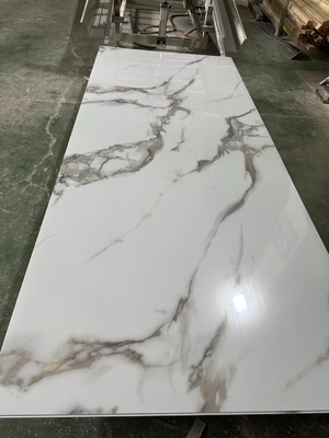 Lamina UV marmol UV panel marmol brillante 1.22×2.44m panel de pared SPC hoja de marmol hot stamping pvc marble wall panel