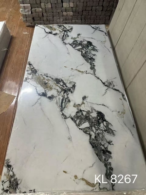 Lamina UV marmol UV panel marmol brillante 1.22×2.44m panel de pared SPC hoja de marmol hot stamping pvc marble wall panel