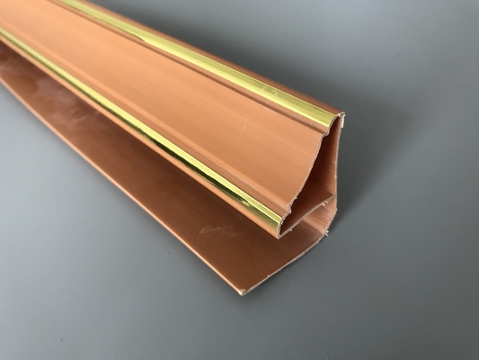 5.95m Length Brown PVC Extrusion Profiles With Golden Lines Top Corner Type
